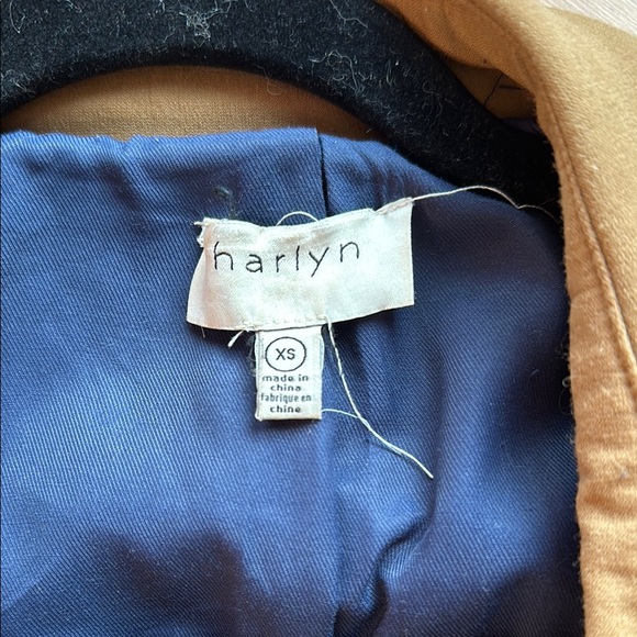 Anthropologie // Harlyn Tan Double-Breasted Trench Coat with Navy Plaid Detail - Picture 6 of 16